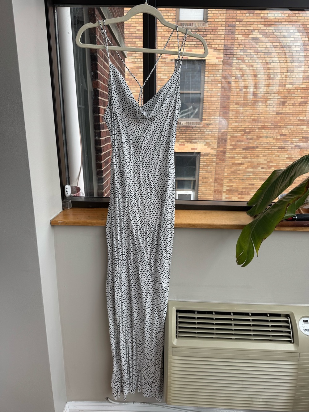 Zara Black and White Polka Dot Slip Maxi Dress